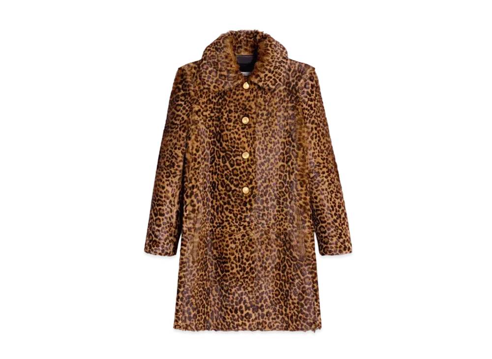 CELINE Babydoll Coat In Leopard Shearling "Leopard/Black"