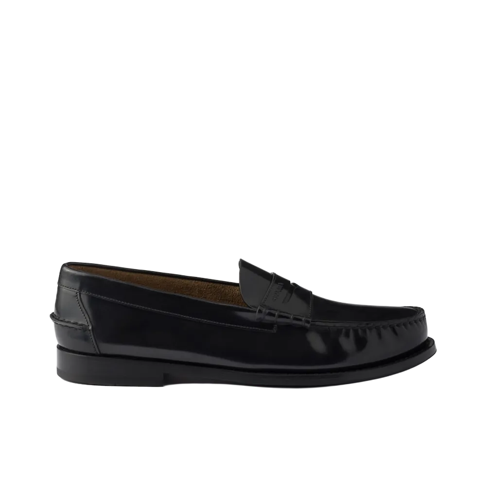 PRADA Brushed Leather Loafers "Black"