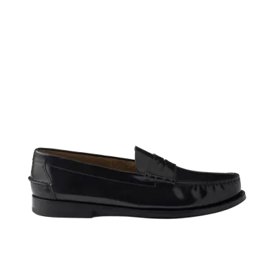 PRADA Brushed Leather Loafers "Black"