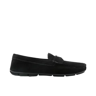 PRADA Logo-Plaque Loafers "Black"