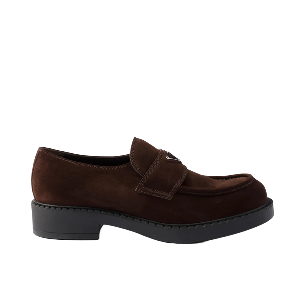 PRADA Chocolate Suede Loafers "Dark Brown"