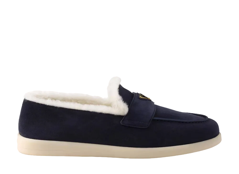 PRADA Men's Suede Loafers "Navy"