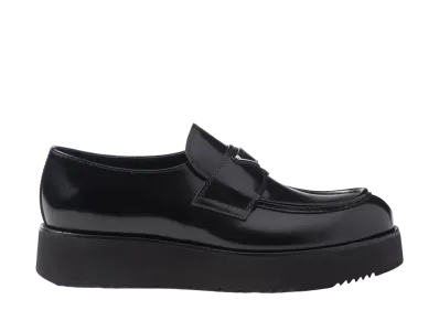 PRADA Brushed Leather Loafers "Black"