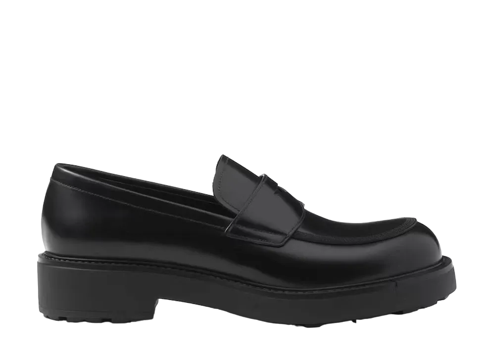 PRADA Men's Brushed Leather Loafers "Black"