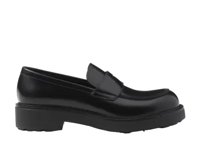 PRADA Men's Brushed Leather Loafers "Black"