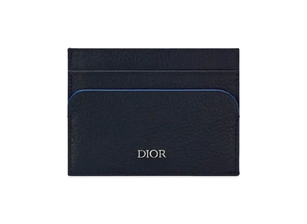 Dior Grain Cow Leather Card Holder "Navy"