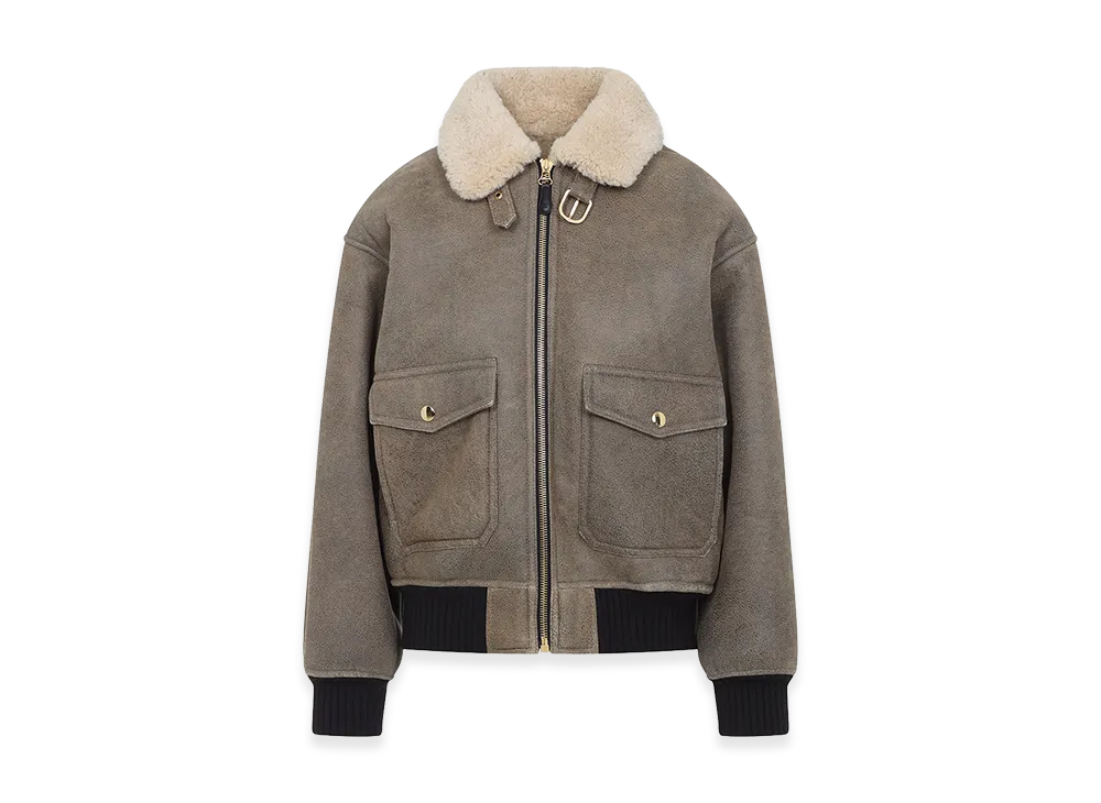 CELINE Women's Jacket In Leather "Dark Green"