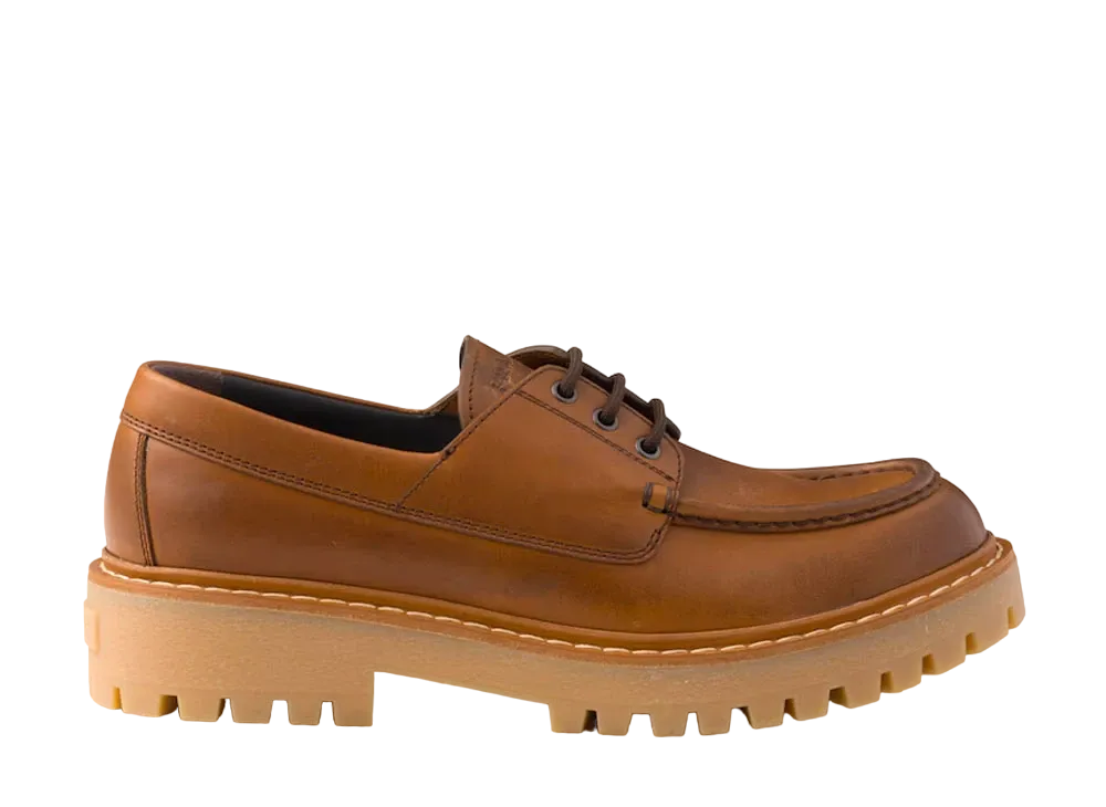 PRADA Men's Leather Loafers "Cognac"