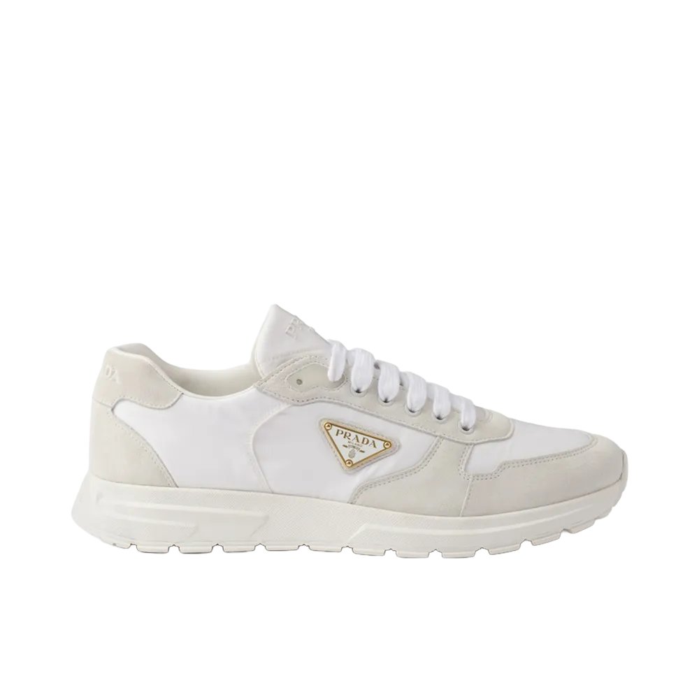 PRADA Prax 2.0 Re-Nylon and Suede Sneakers "White"