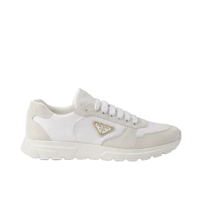 PRADA Prax 2.0 Re-Nylon and Suede Sneakers "White"