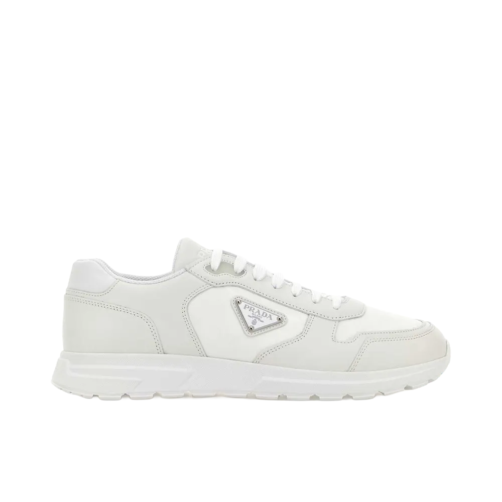 PRADA Leather and Fabric Sneakers "White"