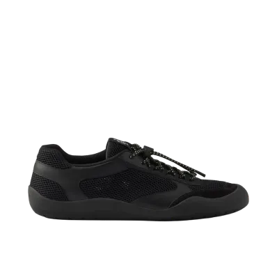 PRADA Speedrock Leather and Mesh Sneakers "Black"