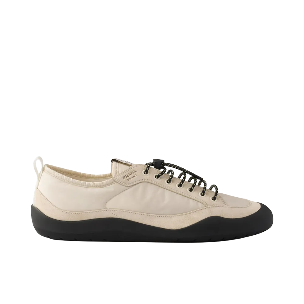 PRADA Speedrock Re-Nylon and Suede Sneakers "Ivory"