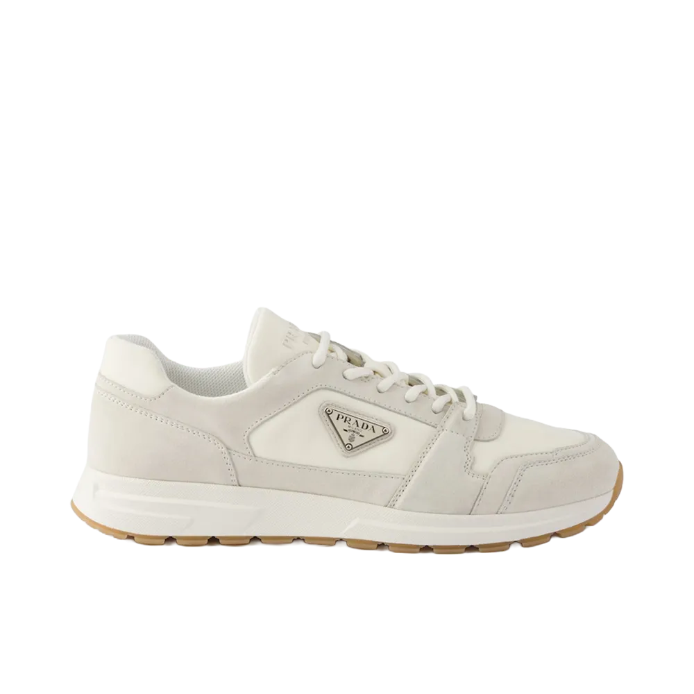 PRADA Prax Suede and Re-Nylon Sneakers "Cream"