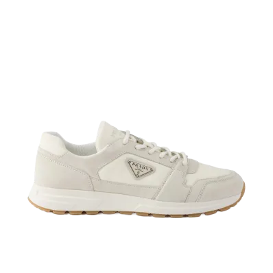 PRADA Prax Suede and Re-Nylon Sneakers "Cream"