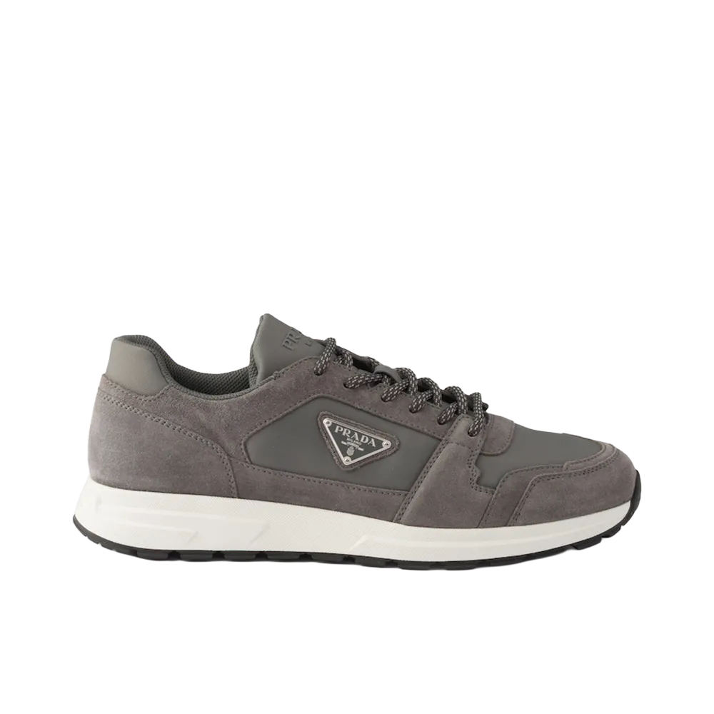 PRADA Prax Suede and Re-Nylon Sneakers "Gravel Gray"