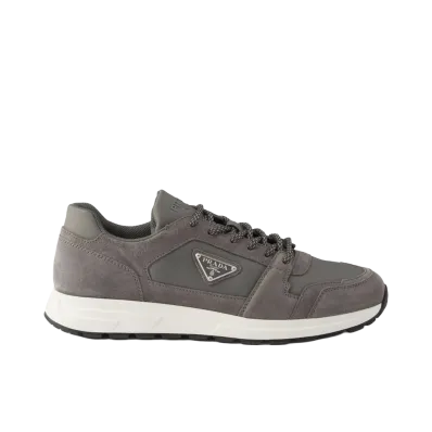 PRADA Prax Suede and Re-Nylon Sneakers "Gravel Gray"
