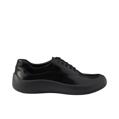PRADA Brushed Leather Sneakers "Black"