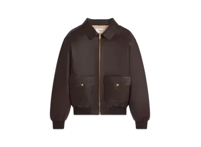 CELINE Loose Aviator Blouson Jacket In Soft Lambskin "Ebony"