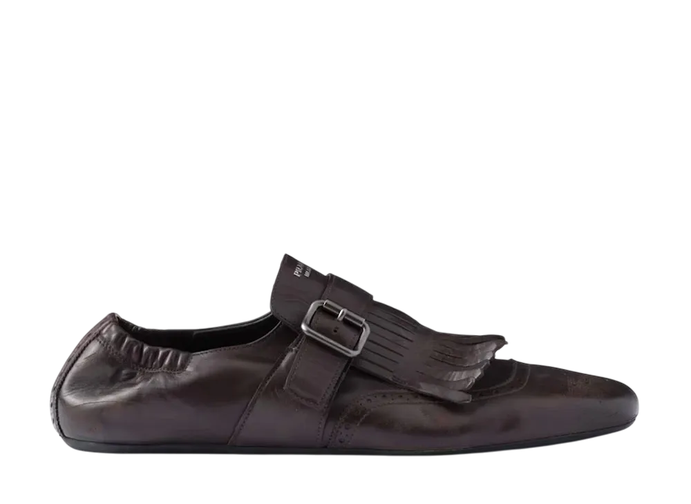 PRADA Fringed Monk Strap Shoes "Dark Brown"
