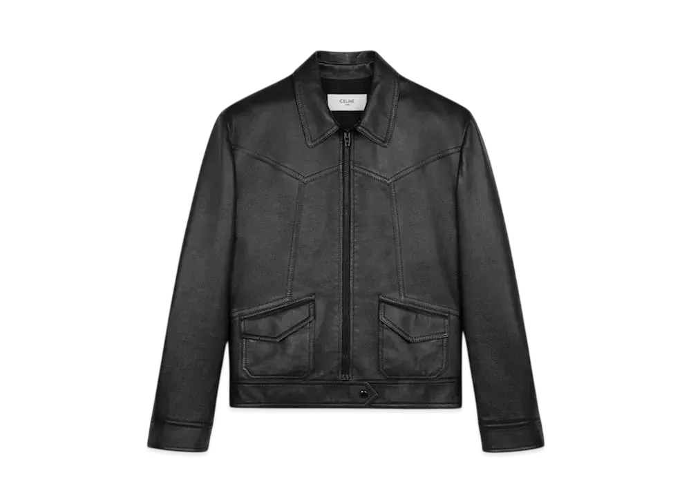 CELINE Men's Loose Blouson Jacket in Soft Lambskin "Black"