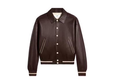 CELINE Teddy Jacket with Shirt Collar In Soft Lambskin "Brown/Vanilla"