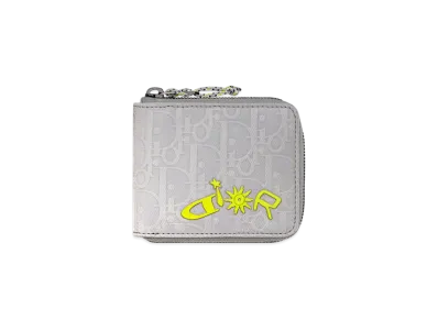 Dior x Lewis Hamilton Zipped Wallet in Dior Oblique Reflector Nylon "Silver/Yellow"
