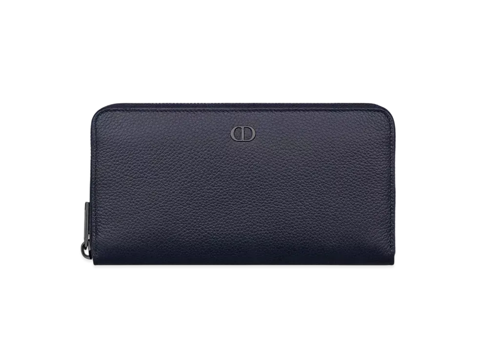 Dior CD Icon Zipped Long Wallet Grained Calfskin "Navy Blue"