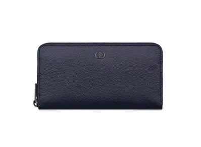 Dior CD Icon Zipped Long Wallet Grained Calfskin "Navy Blue"