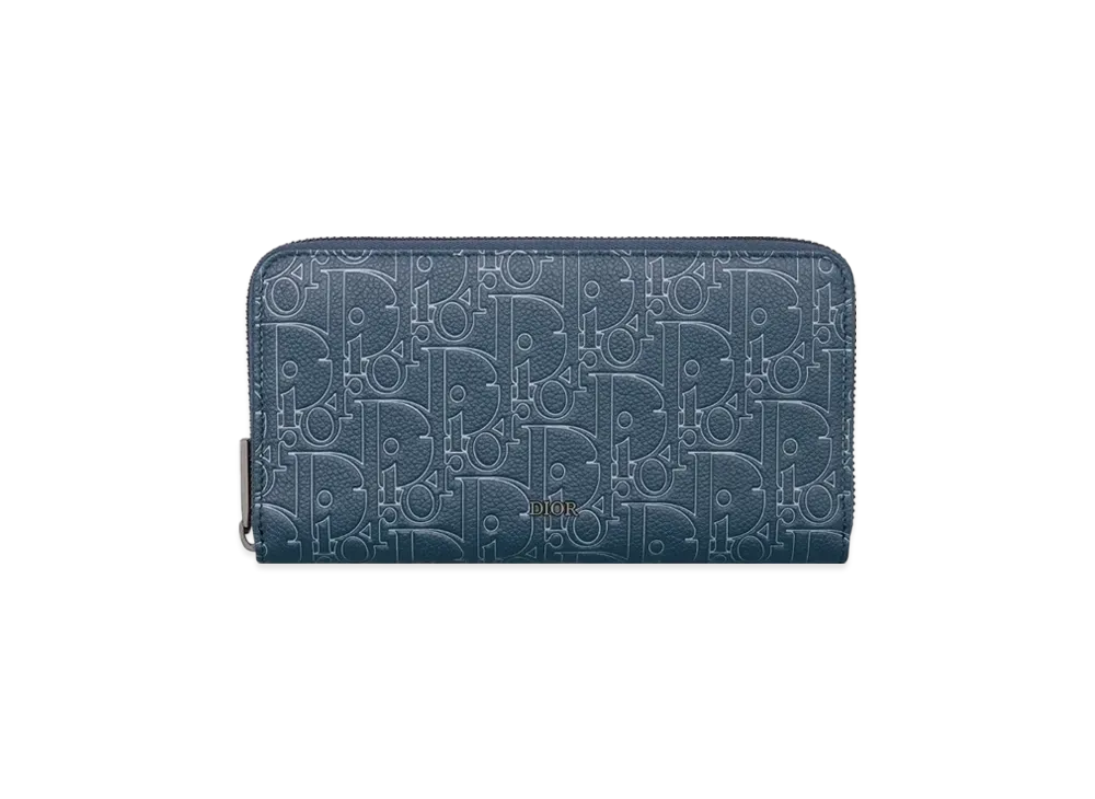 Dior Long Zipped Wallet Dior Gravity Outline Leather "Navy Blue"