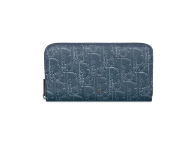 Dior Long Zipped Wallet Dior Gravity Outline Leather "Navy Blue"