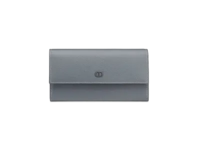 Dior CD Icon Long Flap Wallet Grained Calfskin "Deep Gray"