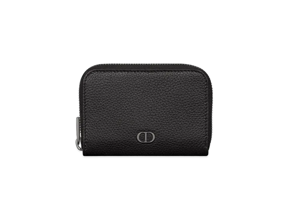 Dior CD Icon Zipped Coin Purse Grained Calfskin "Black"