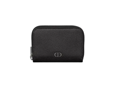 Dior CD Icon Zipped Coin Purse Grained Calfskin "Black"