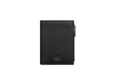 Dior CD Icon Vertical Compact Card Holder Grained Calfskin "Black"