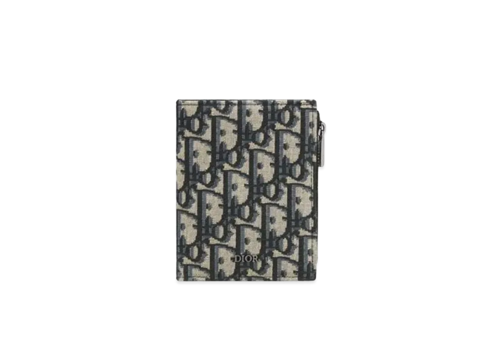 Dior Vertical Compact Card Holder Dior Oblique Jacquard "Beige/Black"