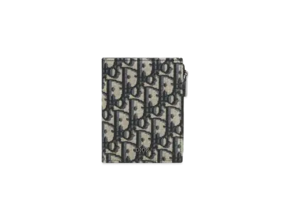 Dior Vertical Compact Card Holder Dior Oblique Jacquard "Beige/Black"