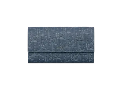 Dior Long Flap Wallet Dior Gravity Outline Leather "Navy Blue"