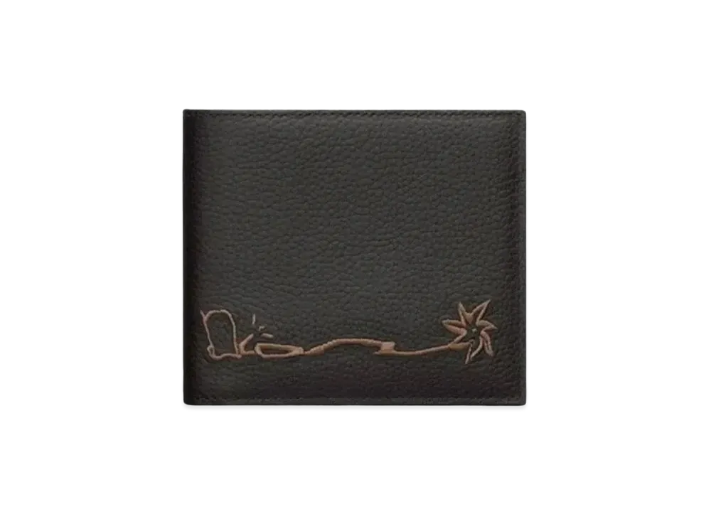 Dior Grain Cow Leather Logo Embroidery Wallet "Black"