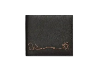 Dior Grain Cow Leather Logo Embroidery Wallet "Black"
