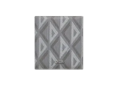 Dior Canvas CD Diamond Pattern Wallet "Gray"