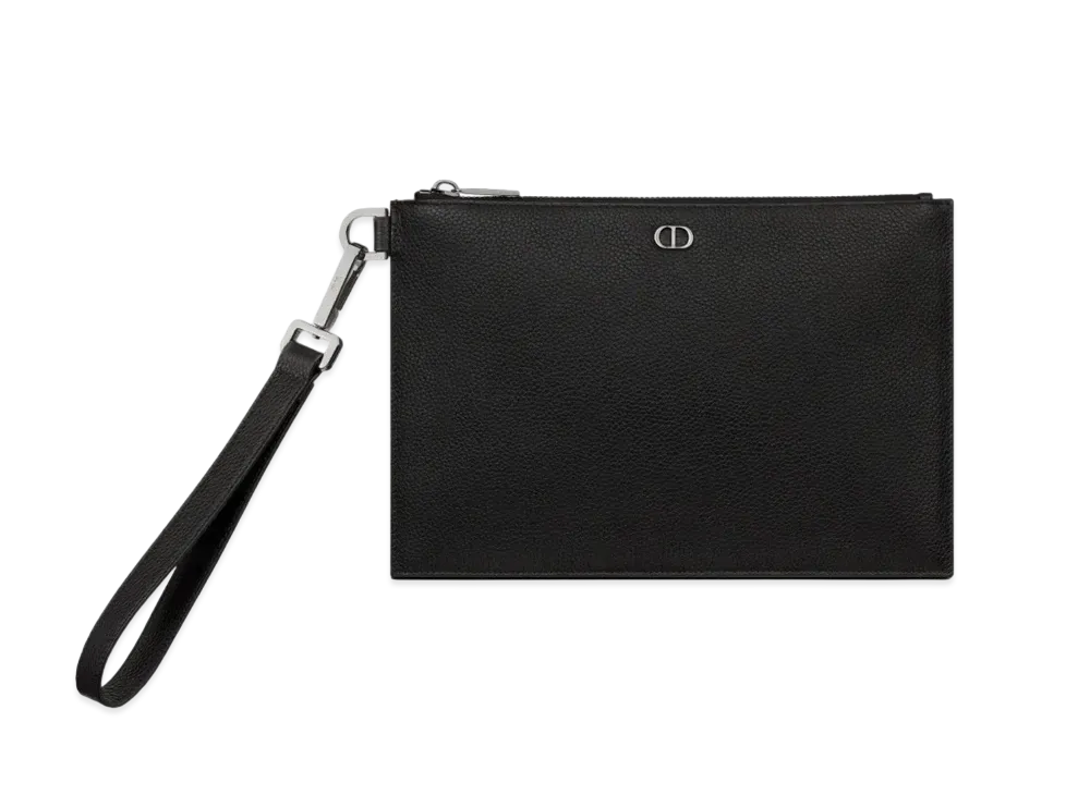 Dior A4 Pouch CD Icon Signature Grained Calfskin "Black"