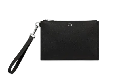 Dior A4 Pouch CD Icon Signature Grained Calfskin "Black"