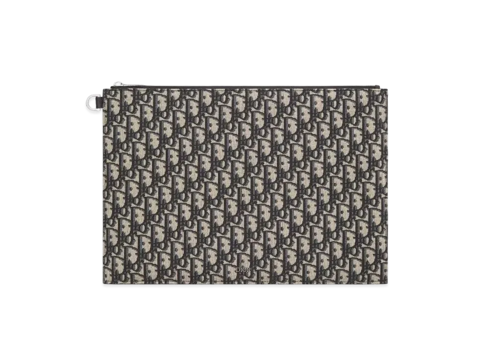 Dior A4 Pouch Oblique Jacquard "Beige/Black"