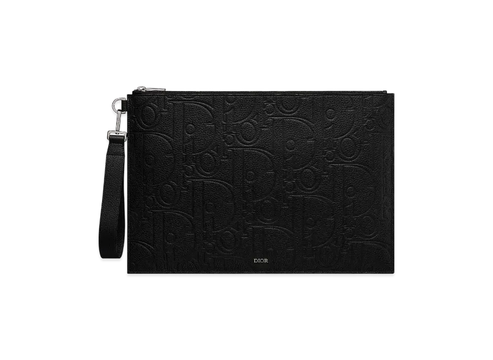 Dior A4 Pouch Dior Gravity Leather and Grained Calfskin "Black"