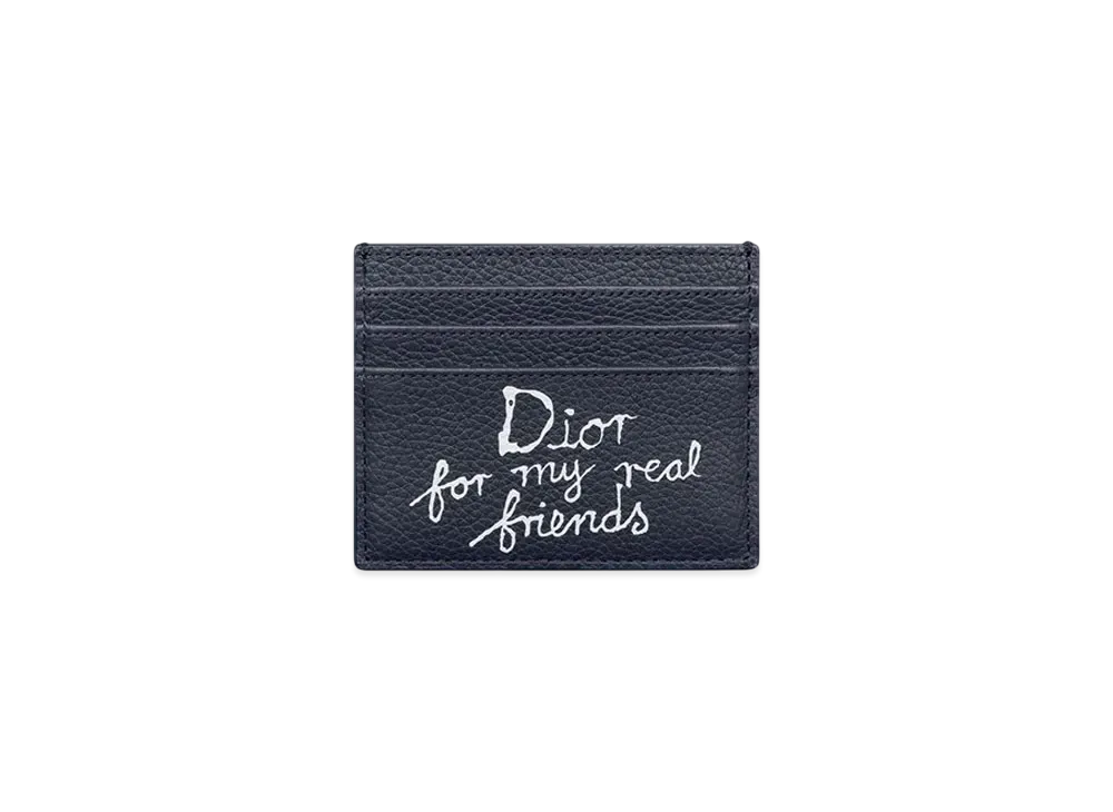 Dior and Hylton Nel Card Holder Grained Calfskin with Print "Navy Blue/White"