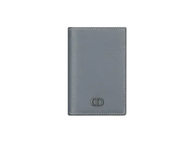 Dior CD Icon Vertical Bifold Card Holder Grained Calfskin and Smooth Calfskin "Deep Gray"