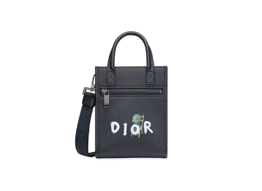 Dior & Otani Workshop Safari North South Mini Tote Bag Grained Calfskin "Navy Blue"