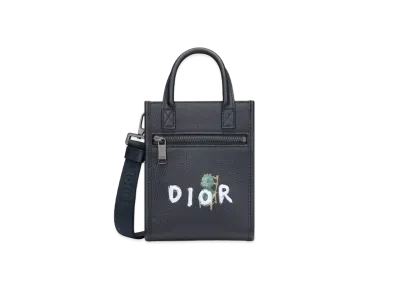 Dior & Otani Workshop Safari North South Mini Tote Bag Grained Calfskin "Navy Blue"