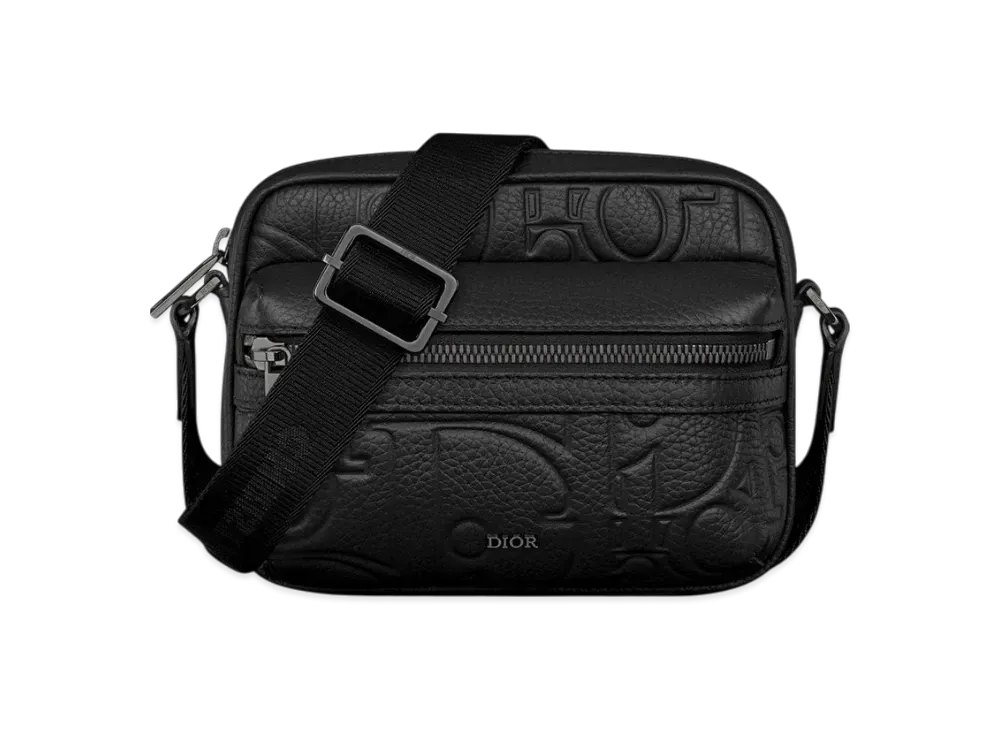 Dior Mini Rider 2.0 Zipped Messenger Bag Dior Gravity Leather and Grained Calfskin "Black"